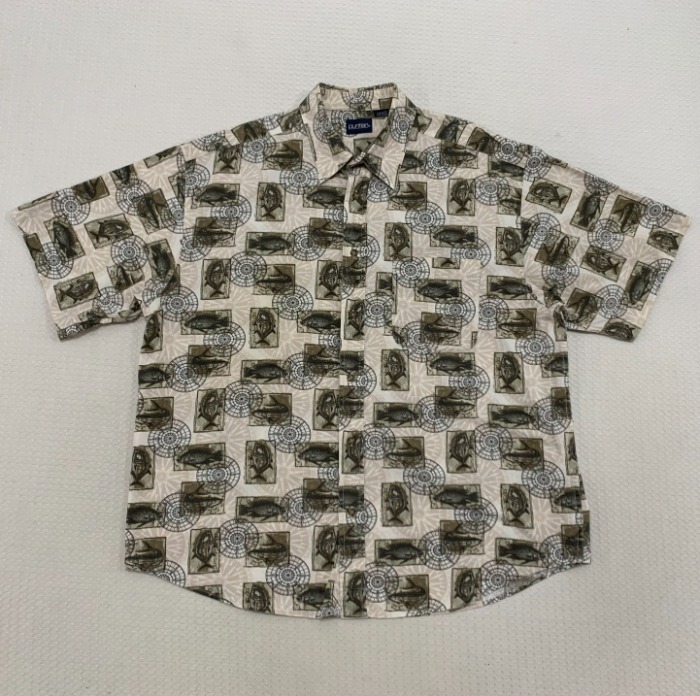 [3XL]퓨리탄 피쉬 패턴 반팔셔츠